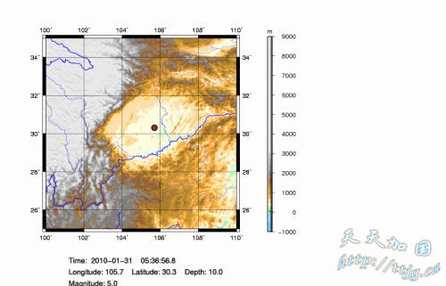 ������10&deg;&times;10&deg;�����е�λ�� ��Դ:�й�����̨������
