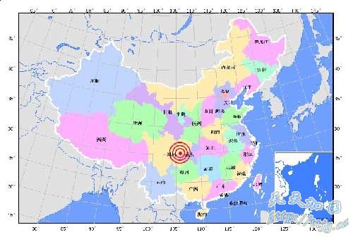 �Ĵ�ʡ��������Ͻ���������������ؽ��籱γ30.3,����105.7����5.0������ λ��ͼ ��Դ:������